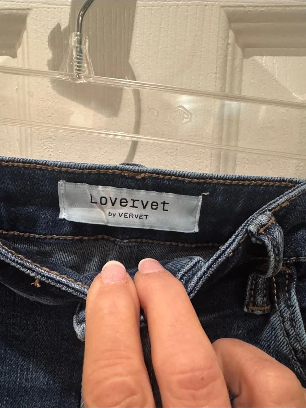 Lovervet by vervet Women's Straight cropped Leg Distressed Jeans in Dark Blue
